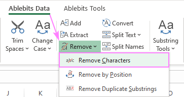 Remove characters in Excel