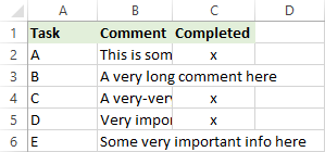 Nội dung của một số ô tiếp tục vào cột tiếp theo.