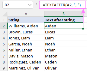 Excel formula to extract text after a substring
