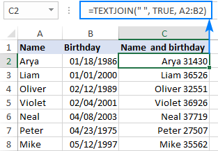 TEXTJOIN formula returns a number representing the date.