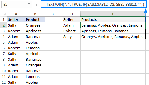 Excel TEXTJOIN to look up and return multiple matches in comma separated list