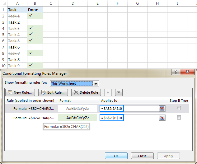 Insert a Tick Symbol in Excel - 5 Examples