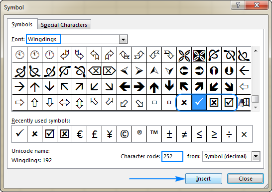 Come Inserire Un Simbolo Di Spunta segno Di Spunta In Excel 