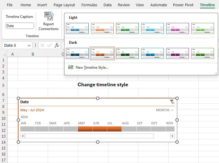 Change timeline style.