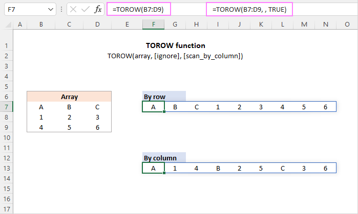 Excel TOROW function