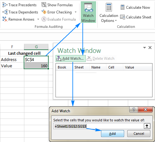 where is the watch window in excel for mac