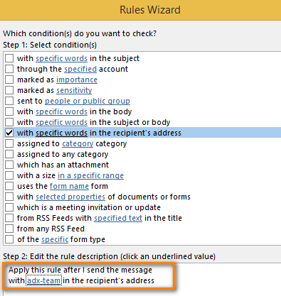 Select the conditions to describe the rule