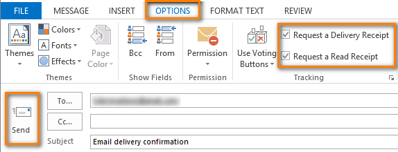 outlook read receipt vs delivery receipt