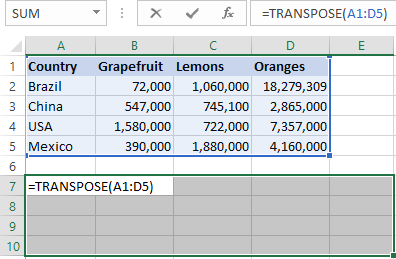 Gõ công thức Transpose