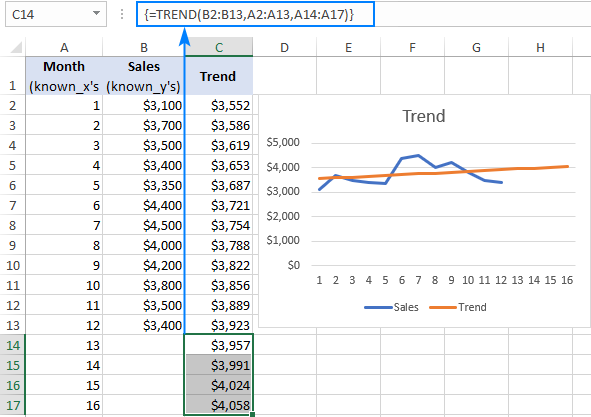 excel trendline equation to cell