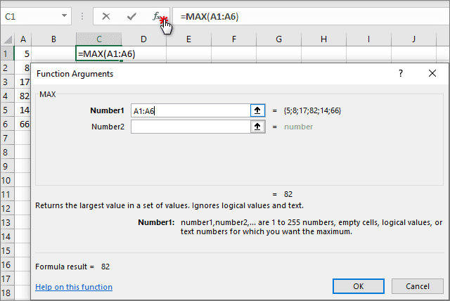 Function arguments for native Excel functions