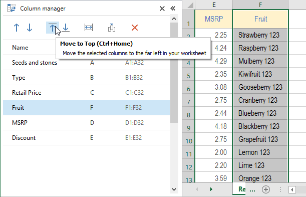 Use Column Manager to move columns by drag-n-dropping