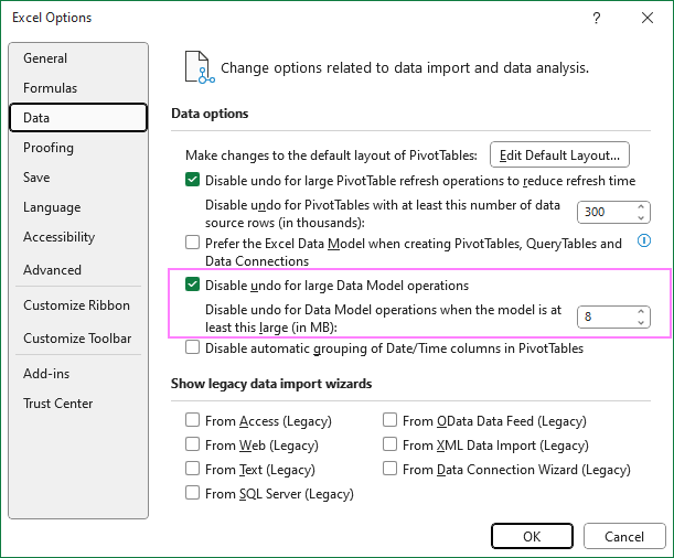 Disabling Undo for Data Model operations