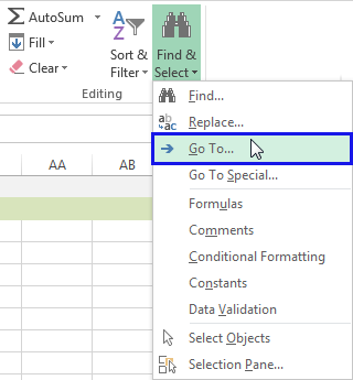 unhide columns in excel