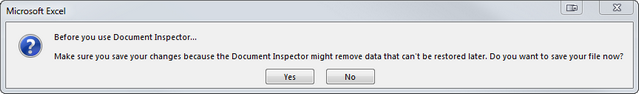 how to remove document inspector in excel