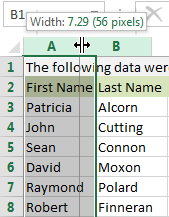 unhide a column in excel mac