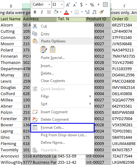 Pick the Format Cells… option