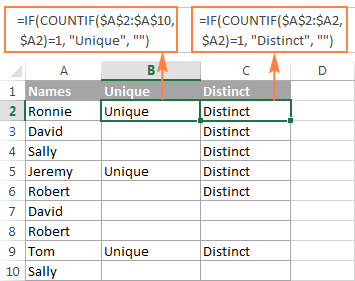 select distinct example