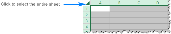 Select the whole Excel worksheet.