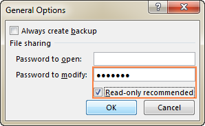 Type a password in the 'Password to modify' box.