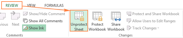 how to make excel sheet unprotected