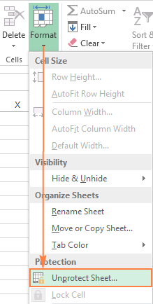 how to unprotect sheet in excel mac os