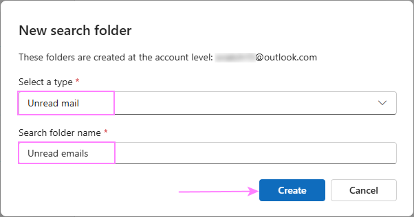 Create the Unread Search Folder in Outlook. Create the Unread Search Folder in Outlook.