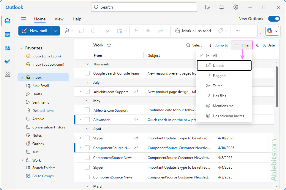 Filter unread messages in the new Outlook and web. Filter unread messages in the new Outlook and web.
