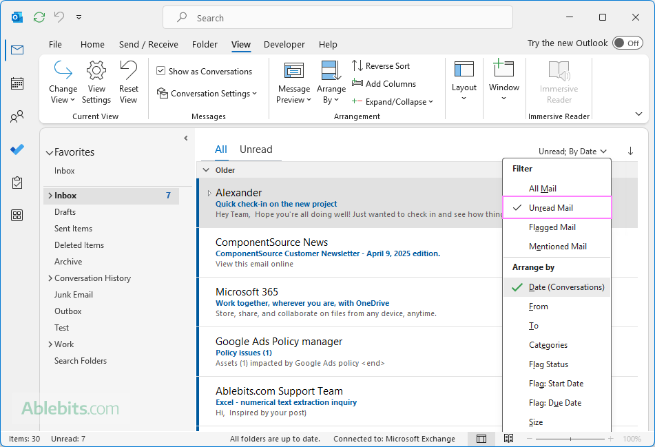Filter unread messages in Outlook. Filter unread messages in Outlook.