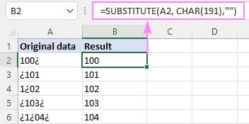 Remove a special character by its code value