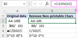 Formula to delete non-printable characters