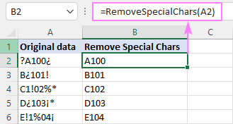 A custom function to remove special characters