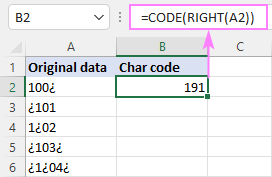 Finding the code number of a special character