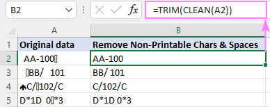 Formula to remove non-printable characters and trim extra spaces