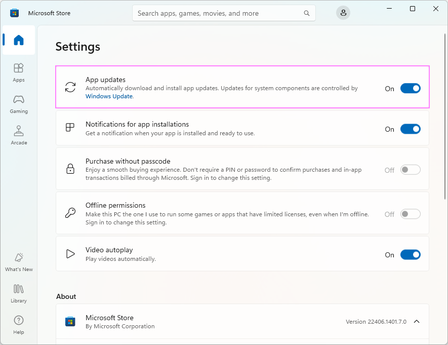 Enable automatic updates for the new Outlook and other apps.