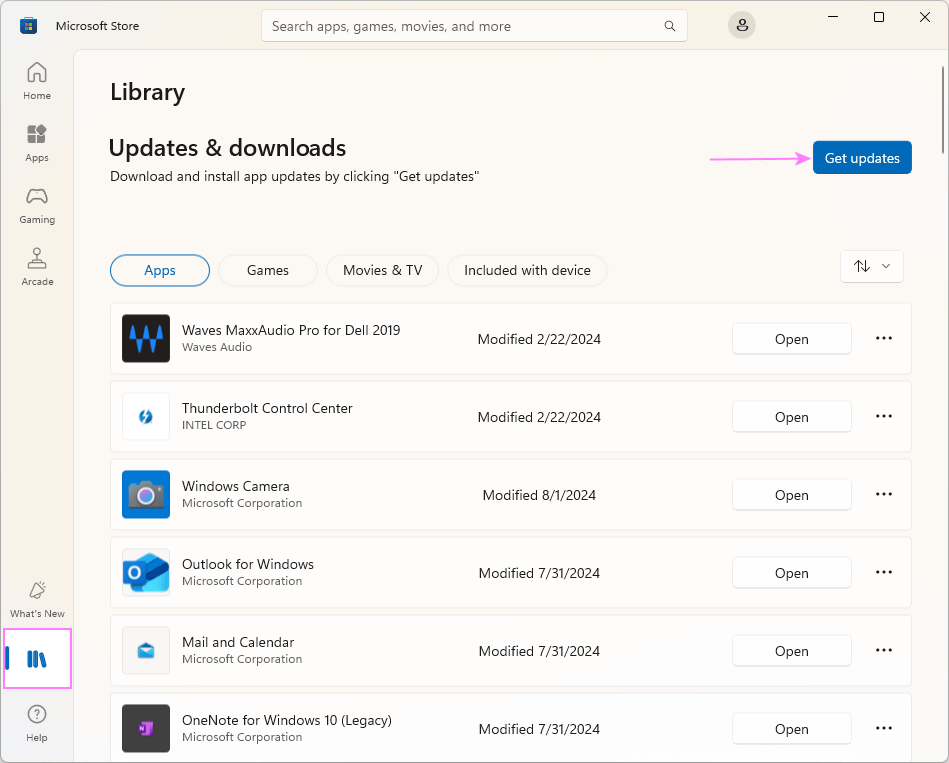 Get updates for your Store apps.