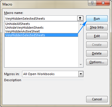 A macro to make all of the selected worksheets very hidden