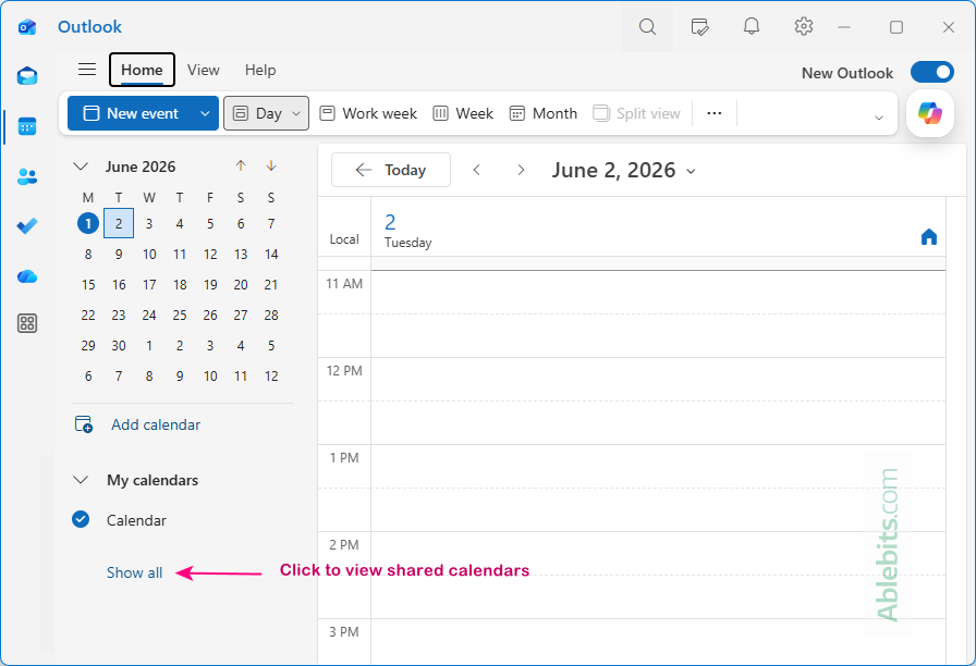 View someone else's calendar in Outlook.