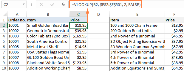 VLOOKUP formula in Excel