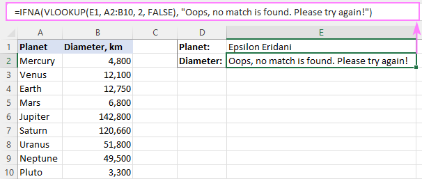 Catching #N/A errors in VLOOKUP