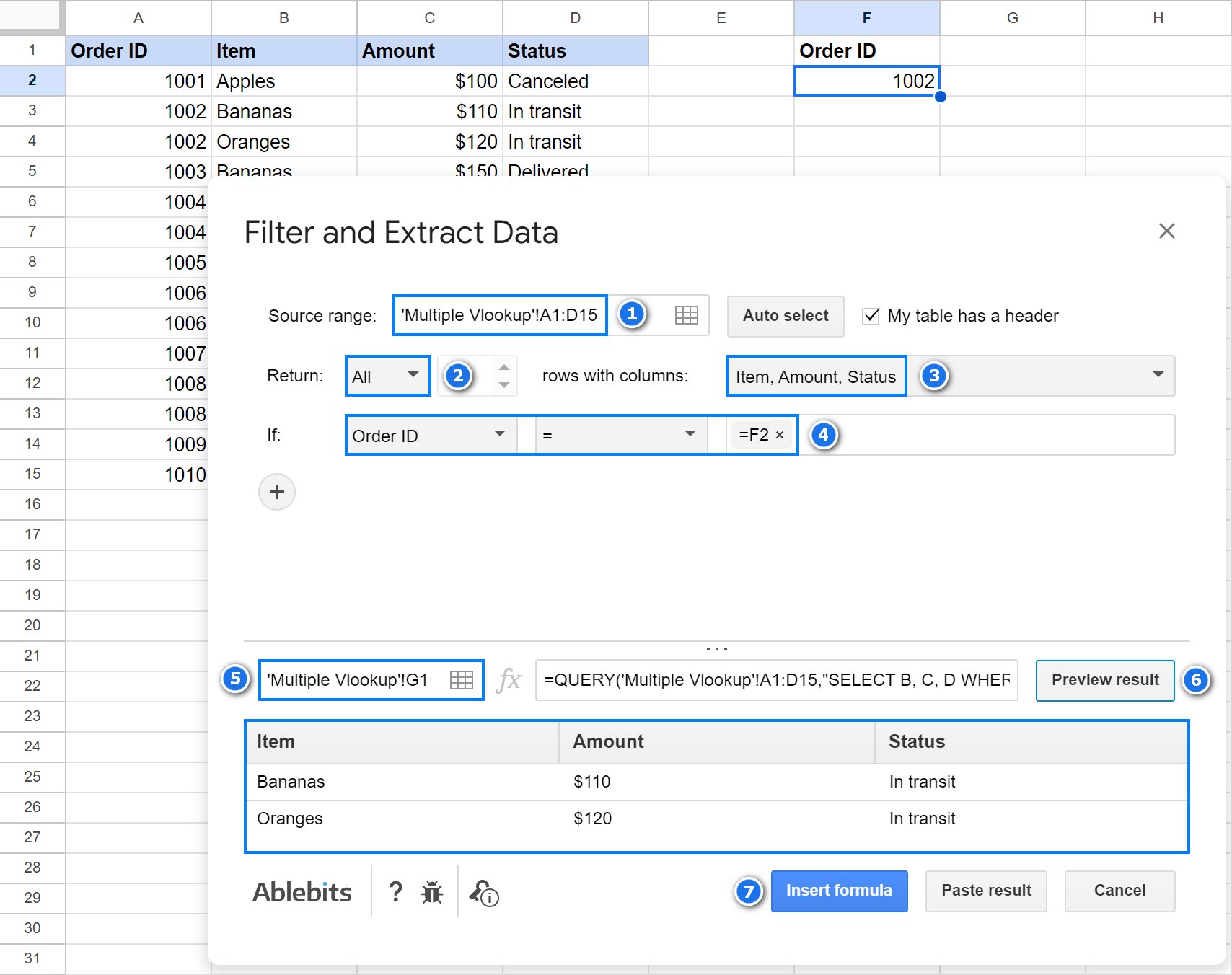 Vlookup multiple matches in Google Sheets