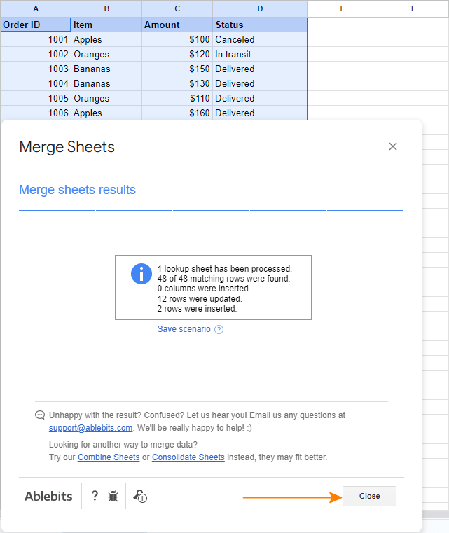 VLOOKUP in Google Sheets with formula examples