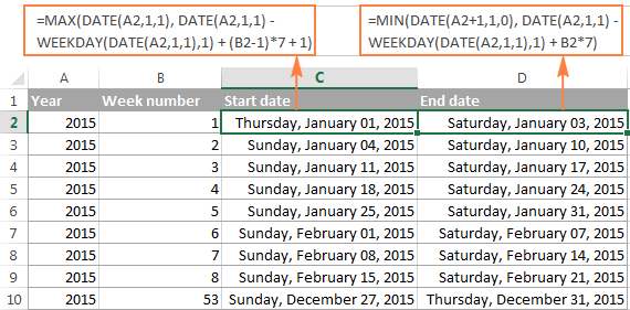 week number in excel