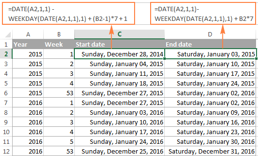 Weeknum excel как пользоваться