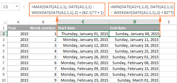 An alternative way to convert a week number to a date in Excel for Mon-Sun week