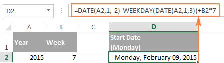 excel week number formula