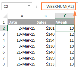 excel week number from date