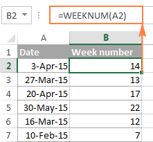 A WEEKNUM formula to convert date to week number