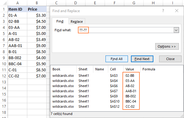 Excel Wildcard: Find And Replace, Filter, Use In Formulas With Text And  Numbers