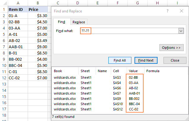 search for something in excel mac